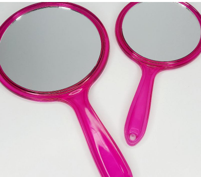 آینه آرایشی دوطرفه دسته‌دار بزرگنمایی 5X سایز بزرگ