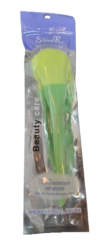 براش آرایشی رژگونه مدل دسته سبز مویی زرد - تصویر 2