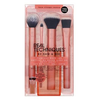 ست براش آرایشی REAL TECHNIQUES ریل تکنیک مدل FLAWLESS BASE SET بسته4عددی استند دار اصل