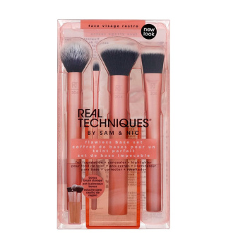 ست براش آرایشی REAL TECHNIQUES ریل تکنیک مدل FLAWLESS BASE SET بسته4عددی استند دار اصل