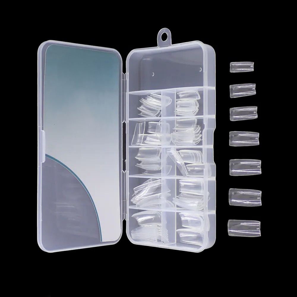 ناخن مصنوعی 100 تایی سرصاف رنگ شیشهای | 100 Pcs Flat Artificial Nails Clear