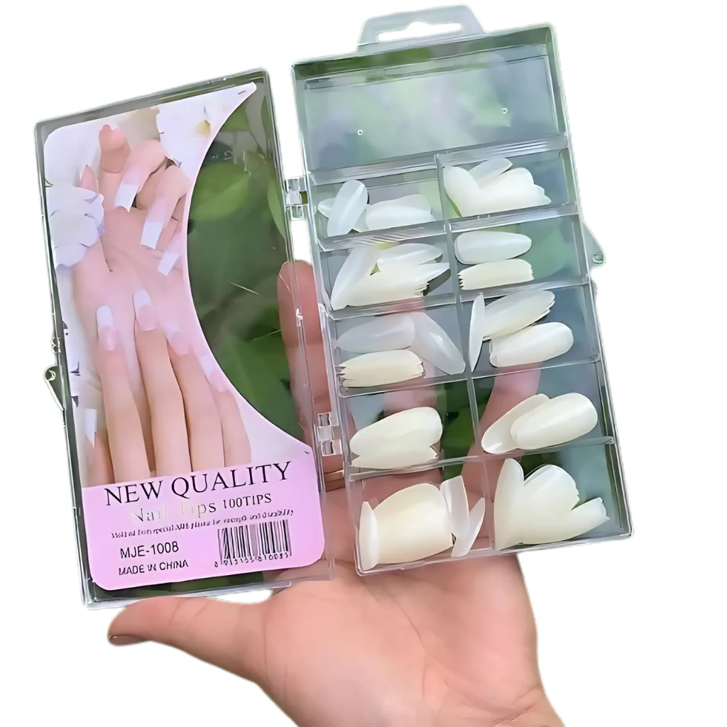ناخن مصنوعی 100 تایی سر تیز رنگ شیری | Artificial Nails 100 pcs Stiletto Milky White