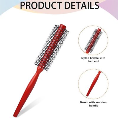 برس پیچ دسته چوبی سوزن پلاستیک قهوه ایی| Wooden Handle Plastic Pin Round Brush