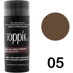 پودر پرپشت‌کننده مو تاپیک شماره 5 رنگ قهوه‌ای روشن 50 گرمی Toppik Hair Building Fibers Light Brown No.5 – 50g