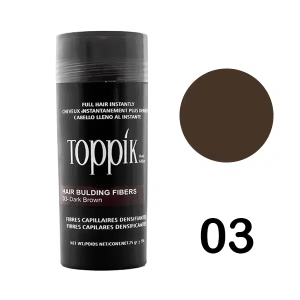 پودر پرپشتکننده مو تاپیک شماره 3 رنگ قهوهای متوسط 50 گرمی Toppik Hair Building Fibers Medium Brown No.3 – 50g