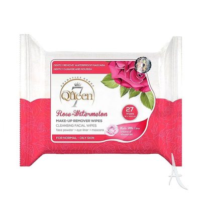 دستمال مرطوب صورت کویین تاریخ جدیدQueen مدل Rose بسته 27 عددی مخصوص پوست نرمال تا چرب  Queen Rose Facial Wipes 27 PCS For Normal – Oily Skin