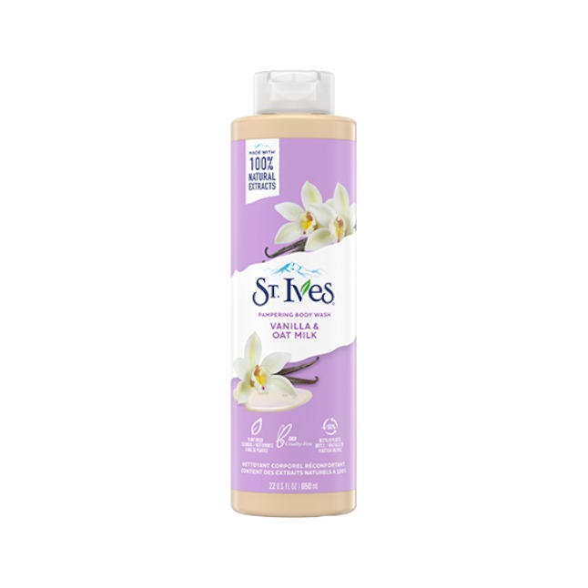 شامپو بدن تسکین‌دهنده سنت ایوز (St. Ives) مدل Vanilla & Oat Milk حجم ۶۵۰ میلی‌لیتر